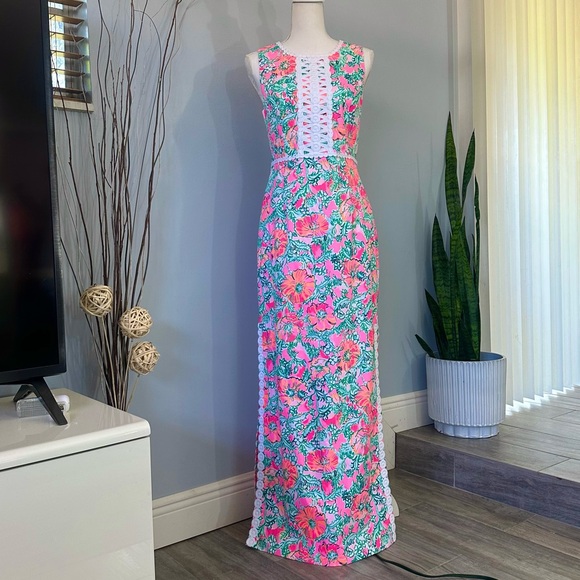 Lilly Pulitzer Pink and Green Floral Maxi Dress - Picture 4 of 15